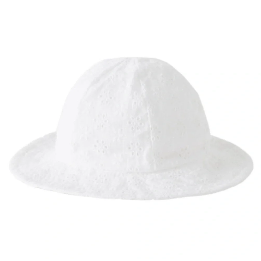 Zara Kids, white, embroidered eyelet hat, 0-1 years